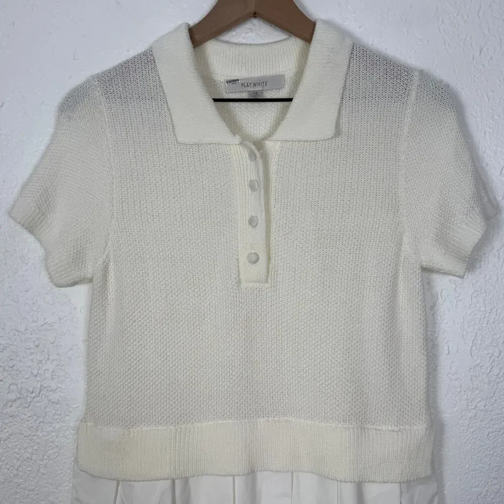 Flat White Anthropologie Twofer Tennis Dress Preppy Country Club Size XS